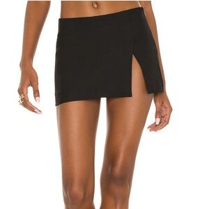 Reformation Ref Black Linen Mini Skirt